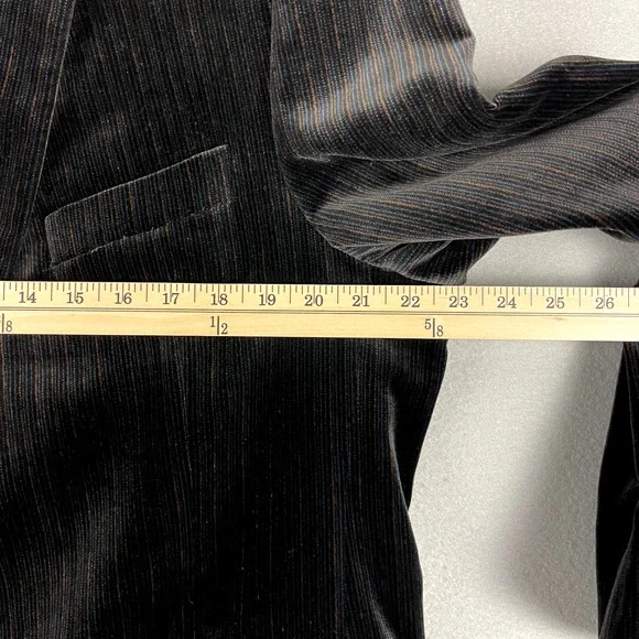 Jack Victor Prossimo Velvet Blazer Sport Coat Mens 44L Black Stripe Cotton Modal
